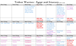 Egypt 2026 tentative summary